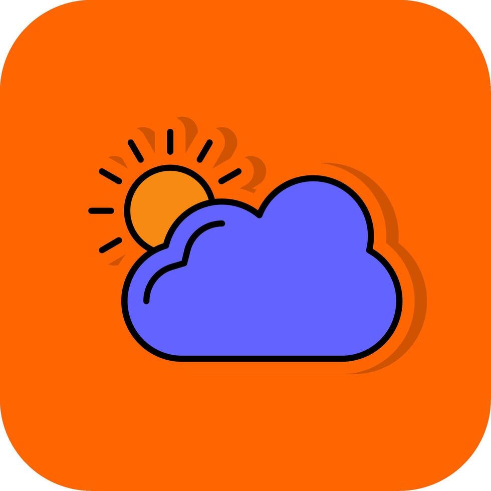 sonnig gefüllt Orange Hintergrund Symbol vektor