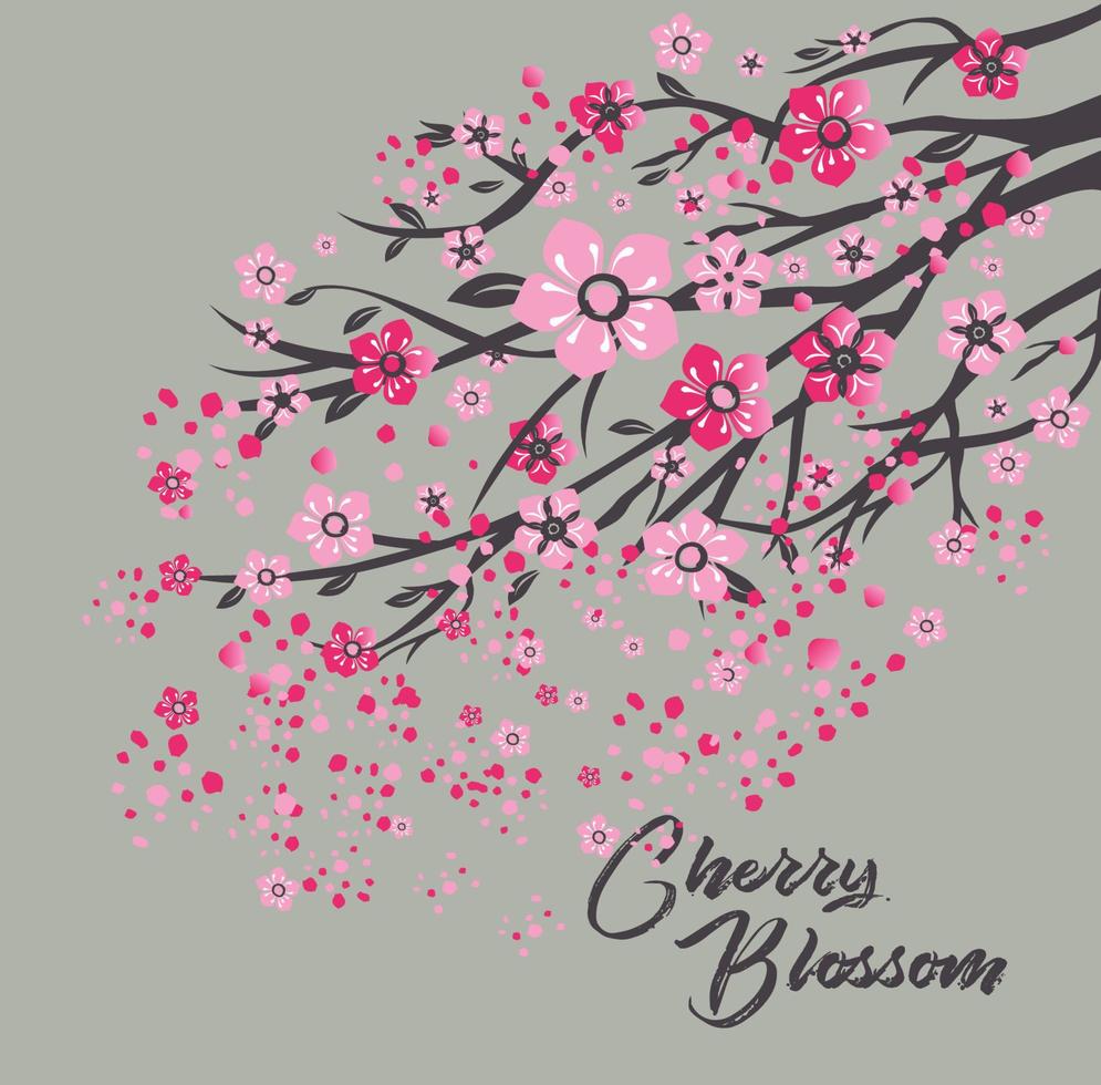 sakura japan körsbärsgren med blommande blommor vektorillustration. vektor