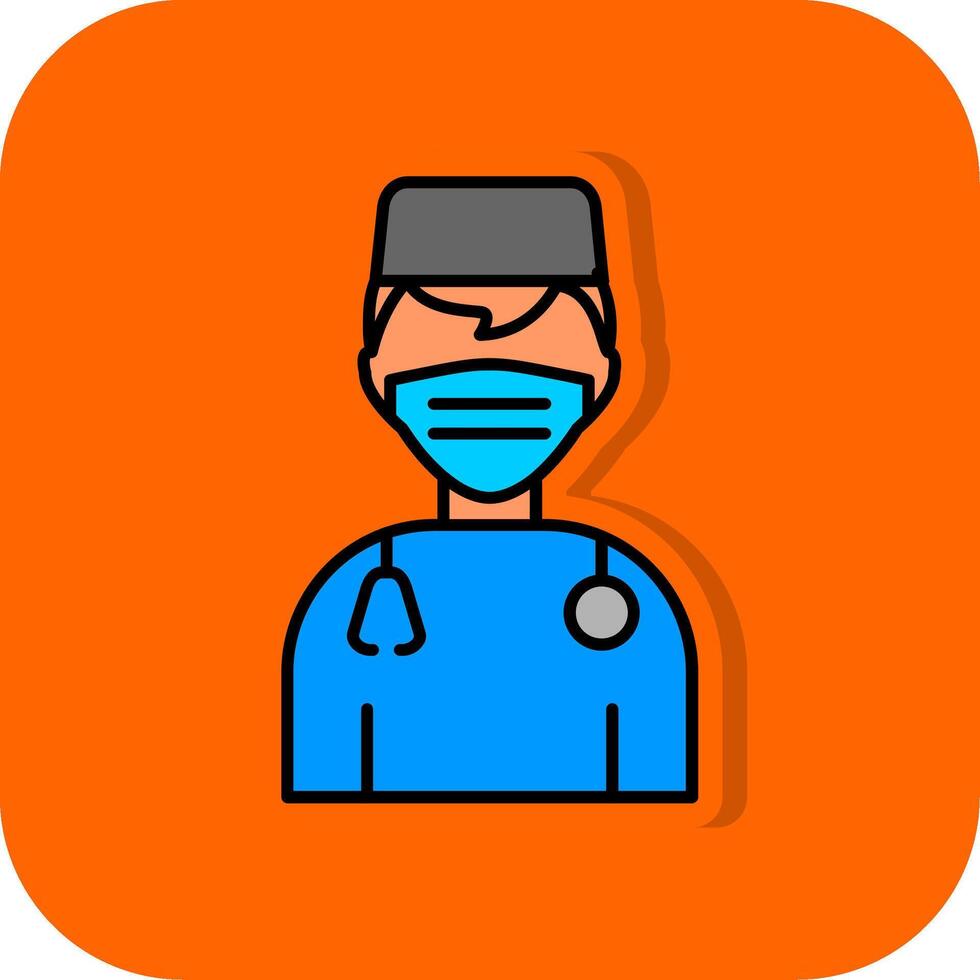 kirurg fylld orange bakgrund ikon vektor