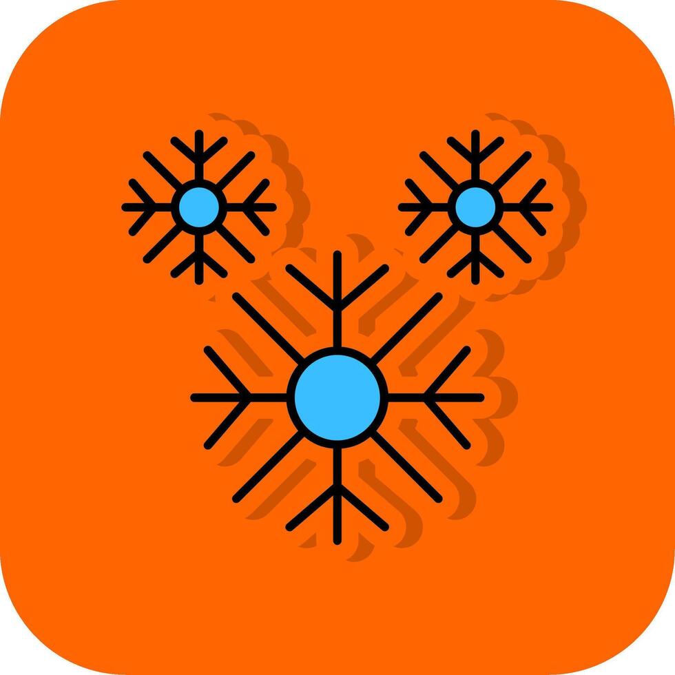 Schneeflocke gefüllt Orange Hintergrund Symbol vektor