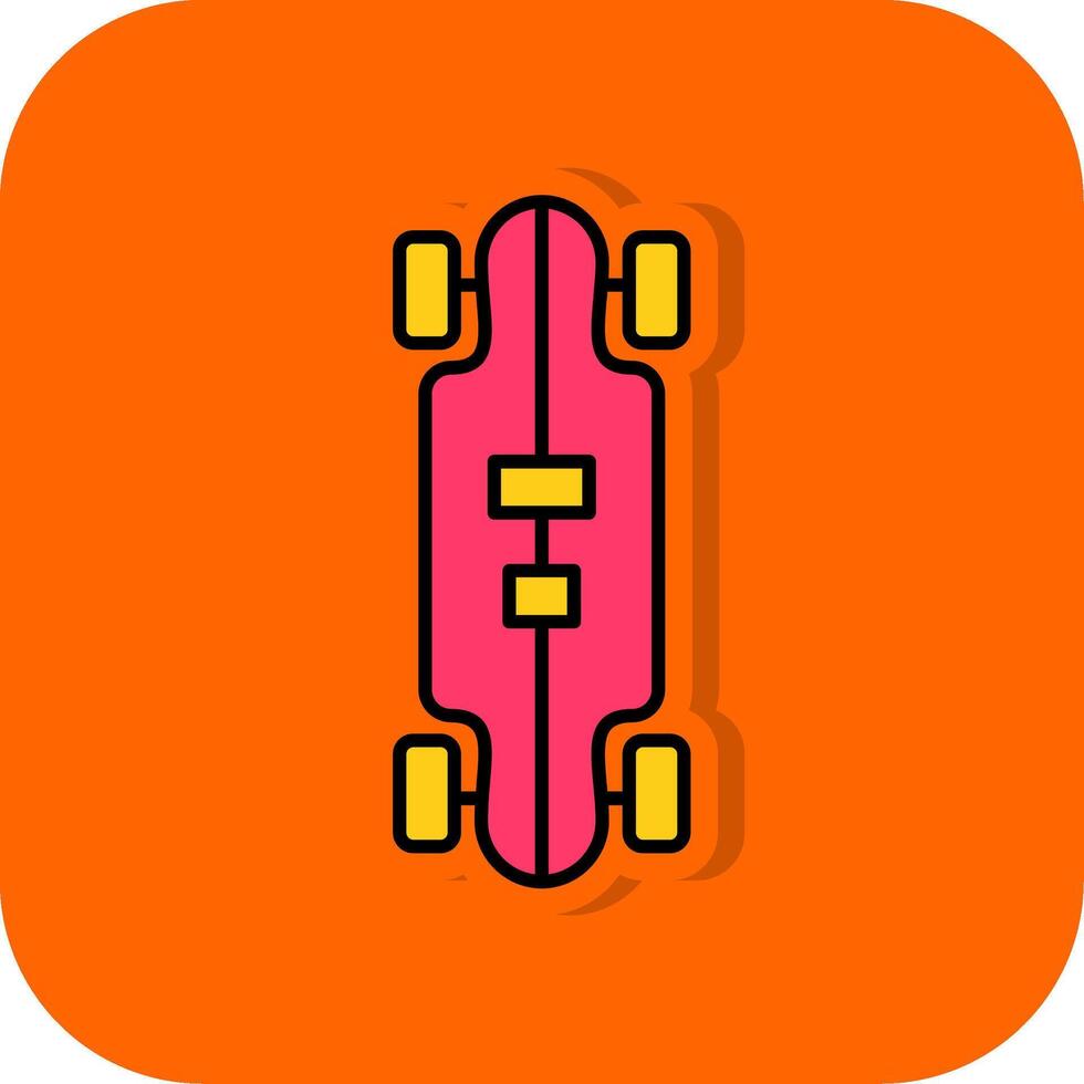 longboard fylld orange bakgrund ikon vektor