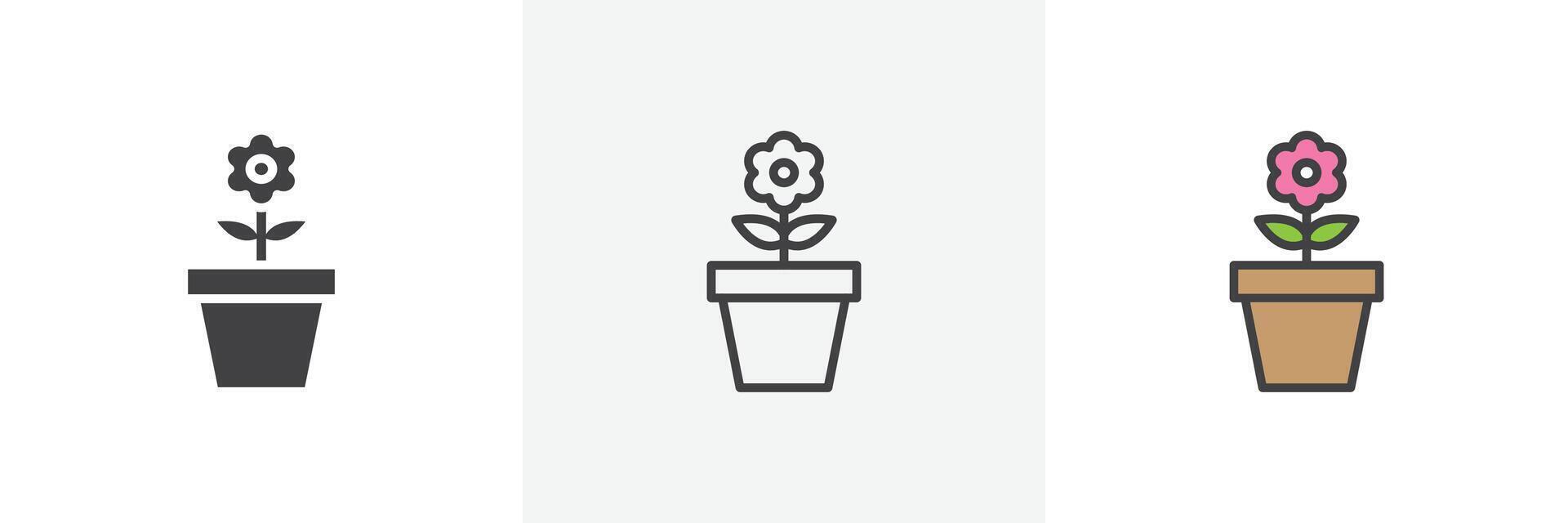 blomkruka ikon uppsättning vektor