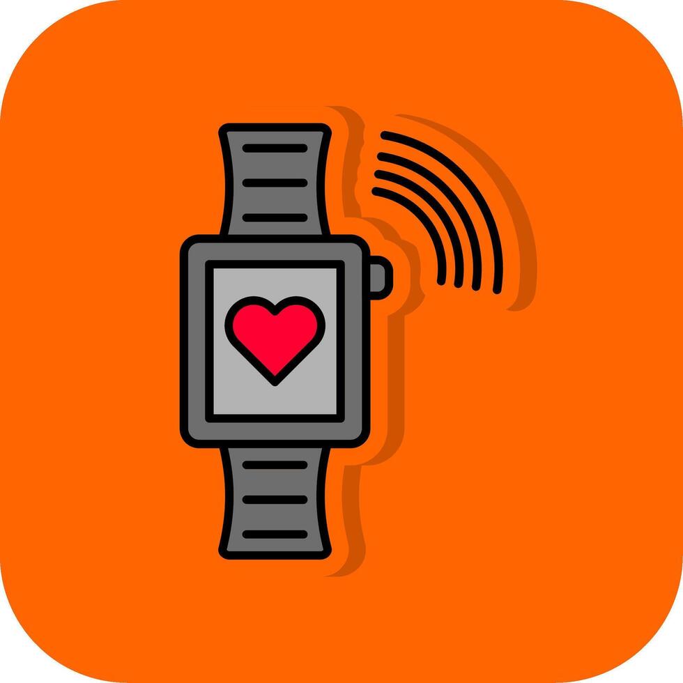 Smartwatch gefüllt Orange Hintergrund Symbol vektor