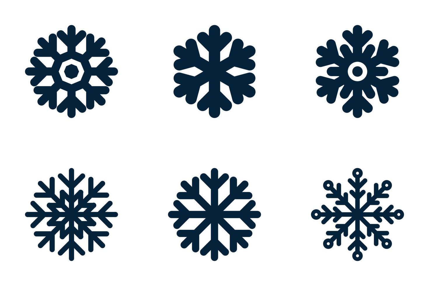 Schneeflocke-Silhouette-Set. Sammlung traditioneller Weihnachts- und Wintersymbole für Logo, Druck, Aufkleber, Emblem, Etikett, Abzeichen, Gruß- und Einladungskartendesign vektor