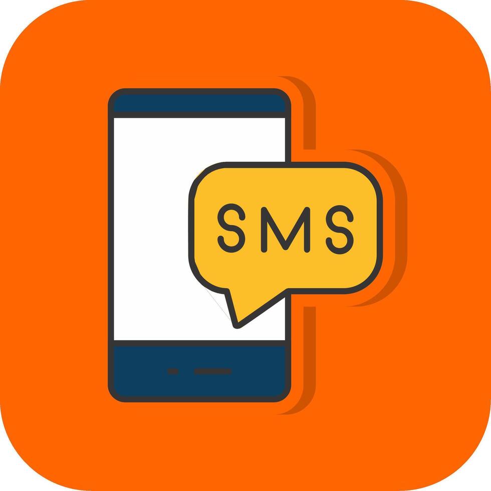 SMS gefüllt Orange Hintergrund Symbol vektor