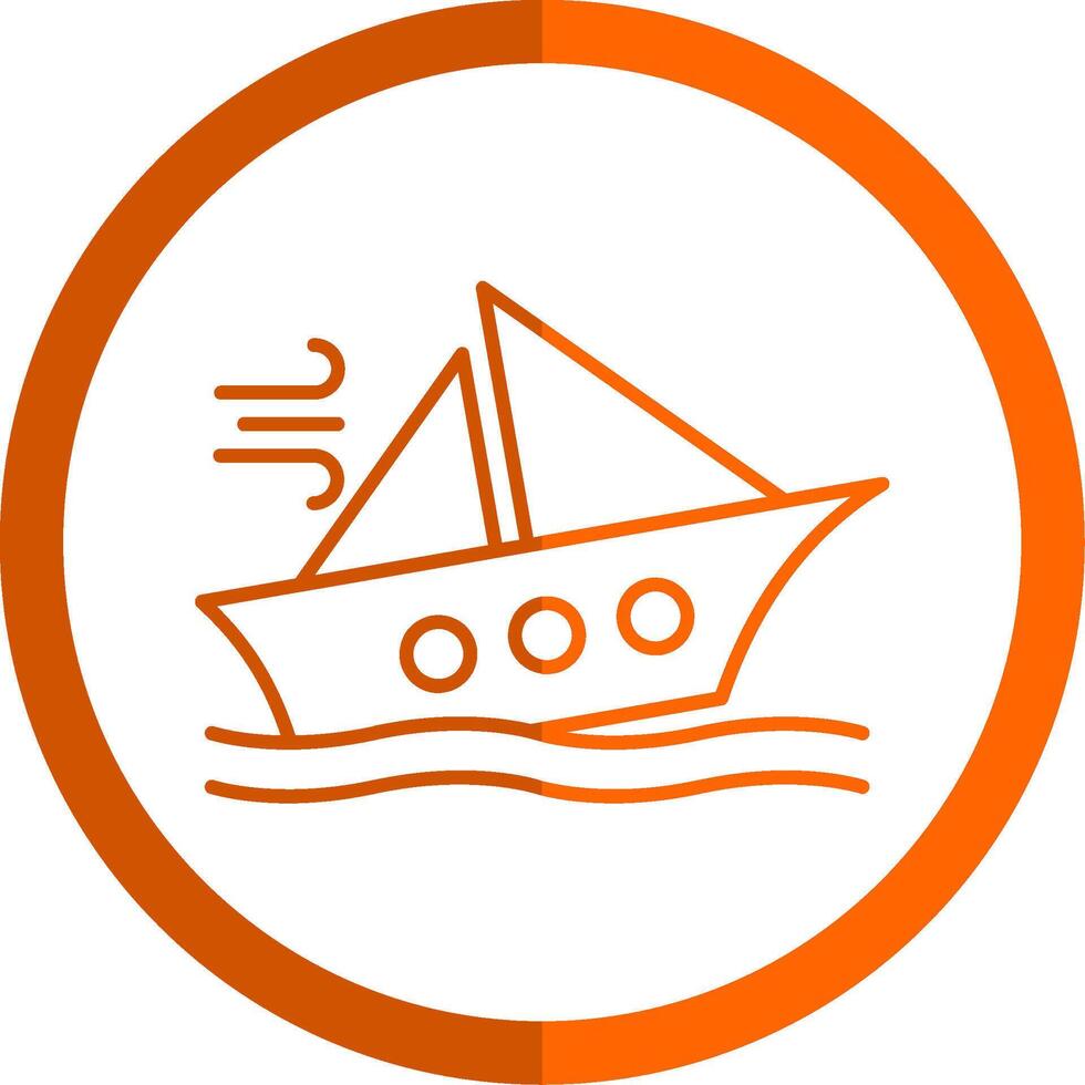 Schiffswrack Linie Orange Kreis Symbol vektor