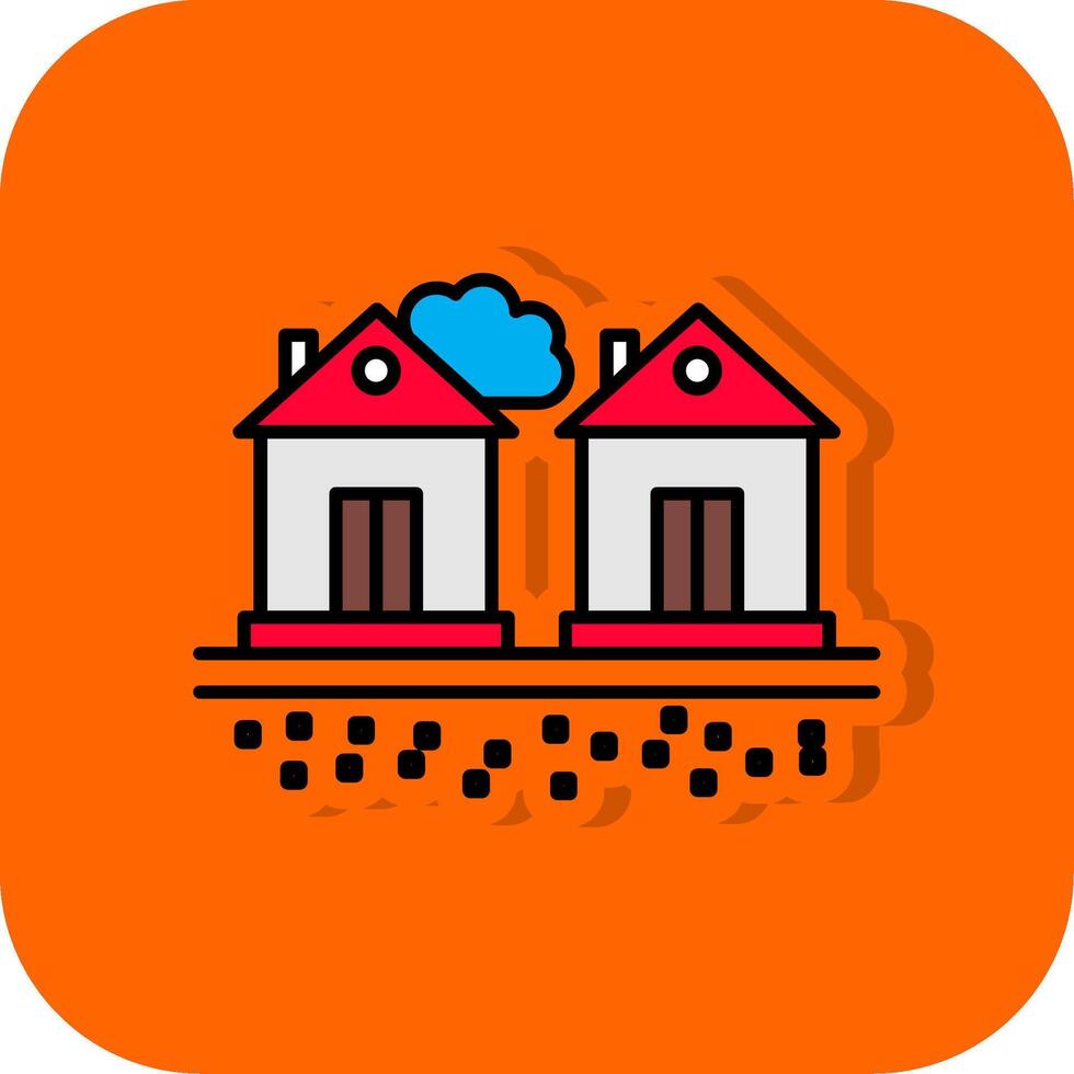 bostads- område fylld orange bakgrund ikon vektor