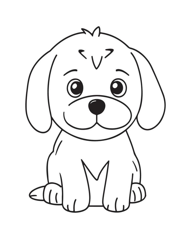 söt hund färg sidor för ungar, hund illustration, hund svart och vit vektor