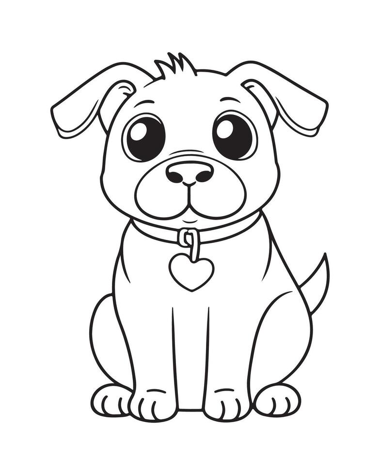 söt hund färg sidor, hund svart och vit illustration vektor