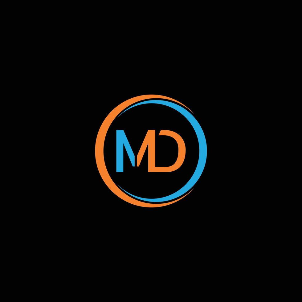 md dm brev logotyp design vektor