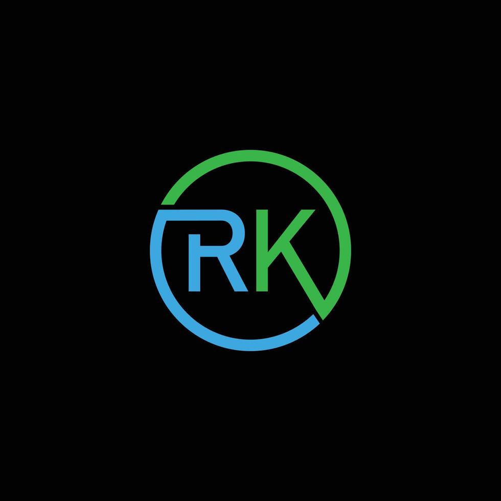 rk brev första logotyp design vektor