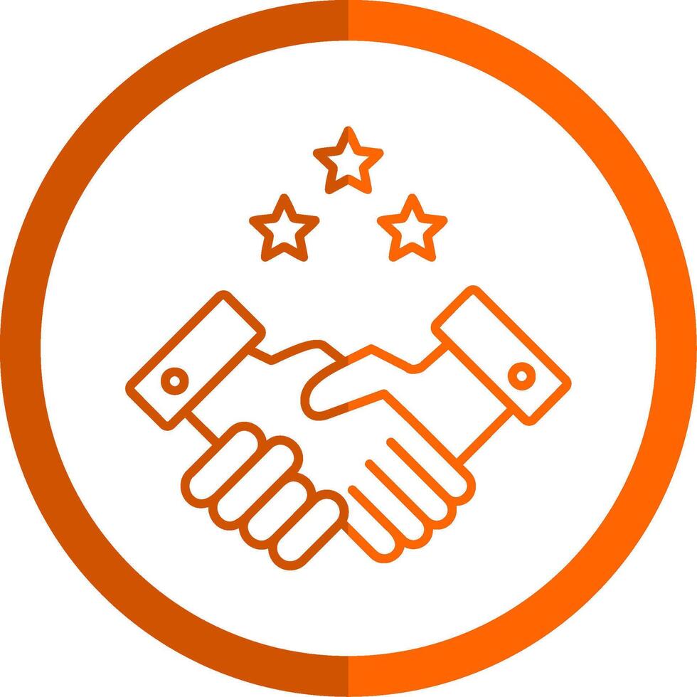 Partnerschaft Handschlag Linie Orange Kreis Symbol vektor