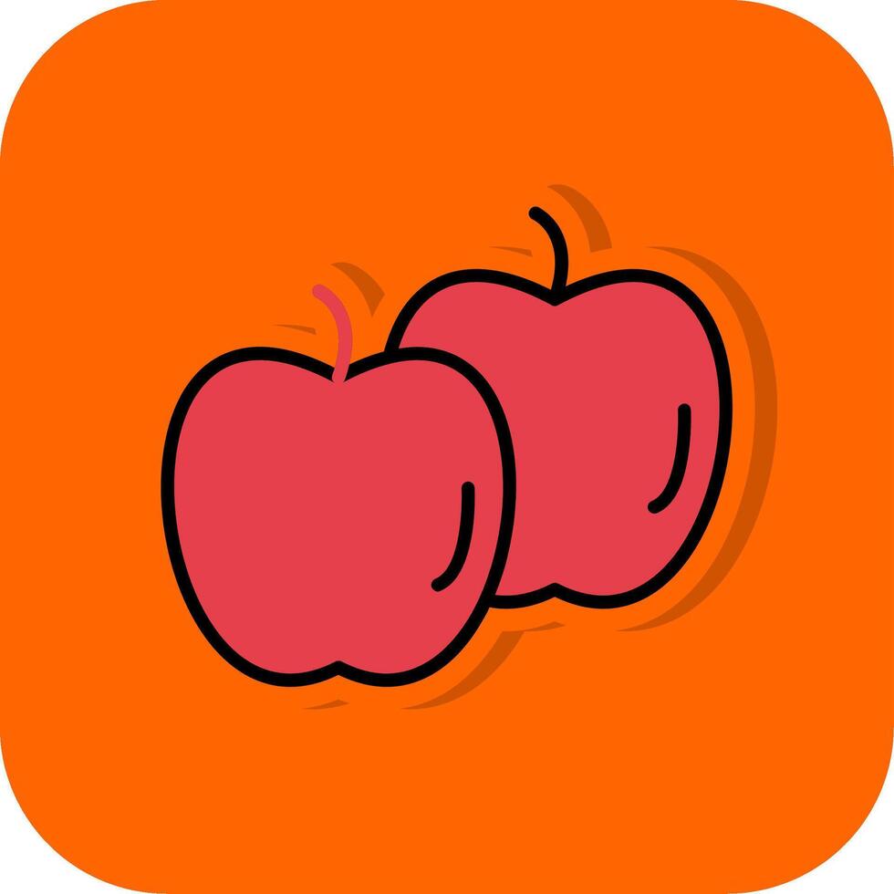 Äpfel gefüllt Orange Hintergrund Symbol vektor