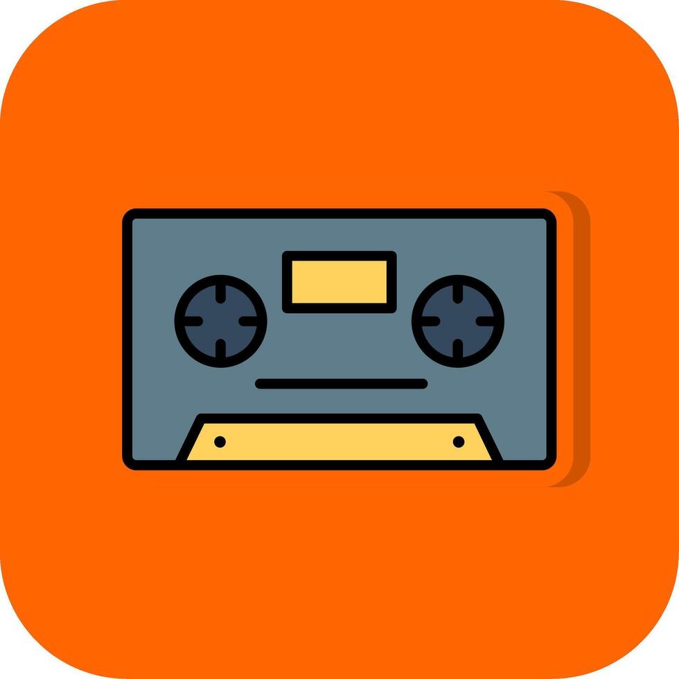 Kassette gefüllt Orange Hintergrund Symbol vektor