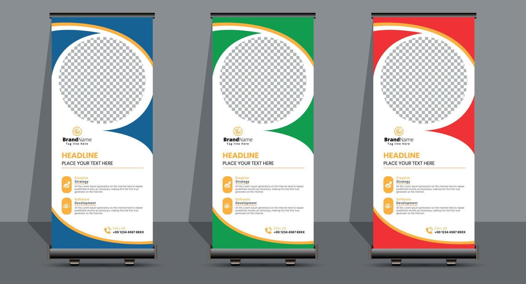 Creative Business Roll-Up-Signage-Banner-Vorlagen-Design. vektor