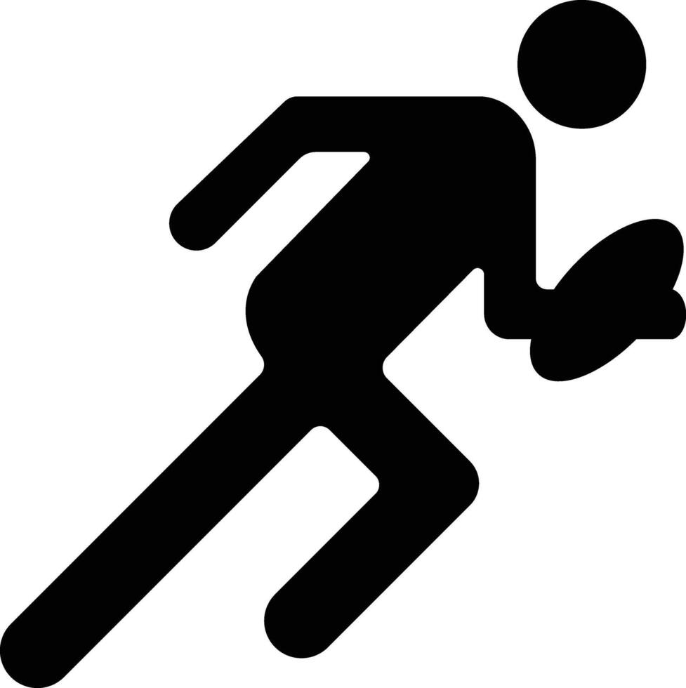 en svart silhuett av en man löpning med en boll vektor