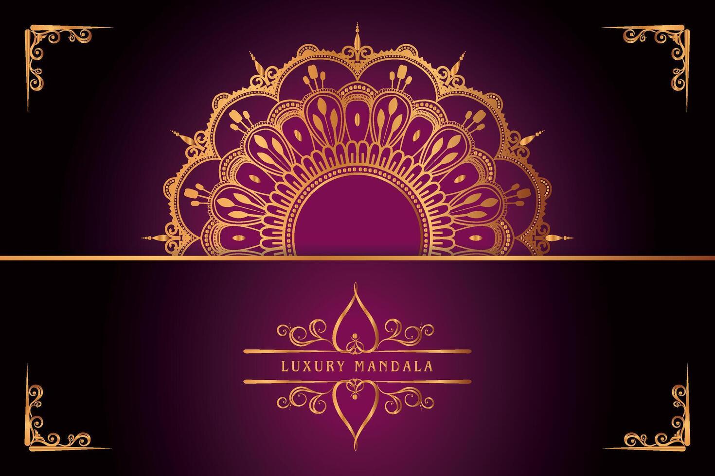 golden Mandala Design mit Farbverläufe Hintergrund vektor