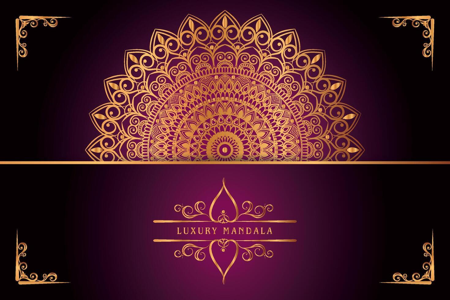 golden Mandala Design mit Farbverläufe Hintergrund vektor