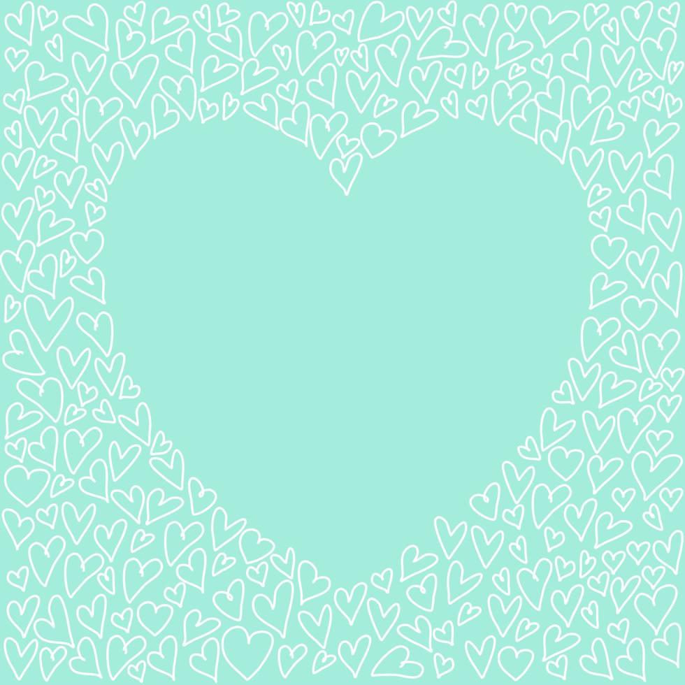 Es gibt Doodle-Herzform um die große Herzform in der Mitte mit Kopienraum für Ihren Text. süße Dekorationsvorlage für romantische Momente. vektor