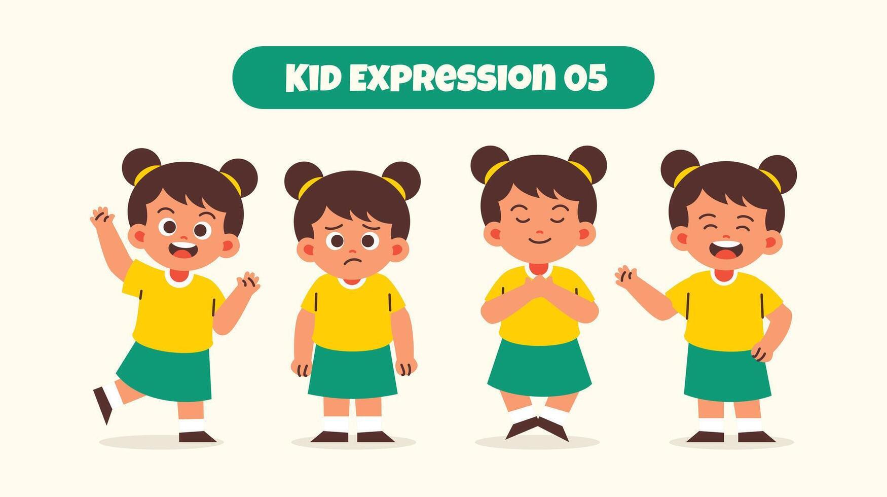 flicka unge i olika uttryck och gest vektor
