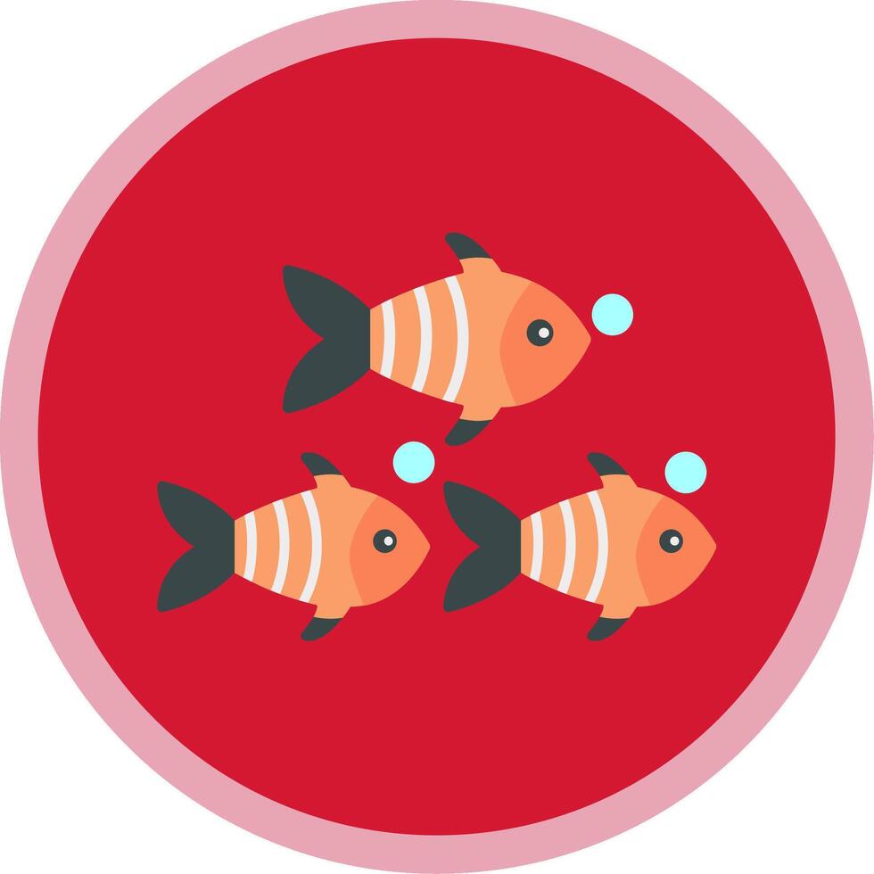 fisk platt mång cirkel ikon vektor