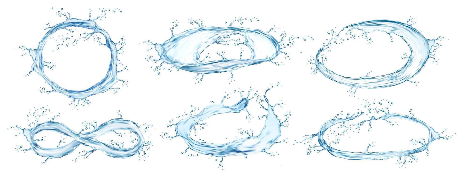 runda cirkel vatten stänk isolerat 3d uppsättning vektor