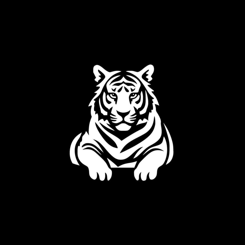 tiger - svart och vit isolerat ikon - illustration vektor