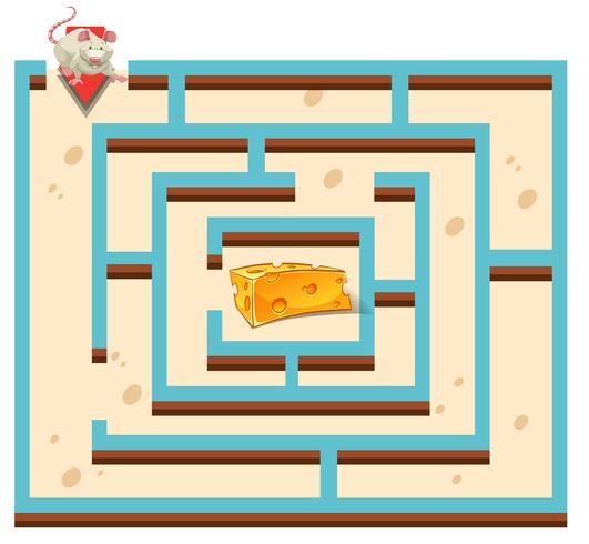 Labyrinthschablone mit Maus und Käse vektor