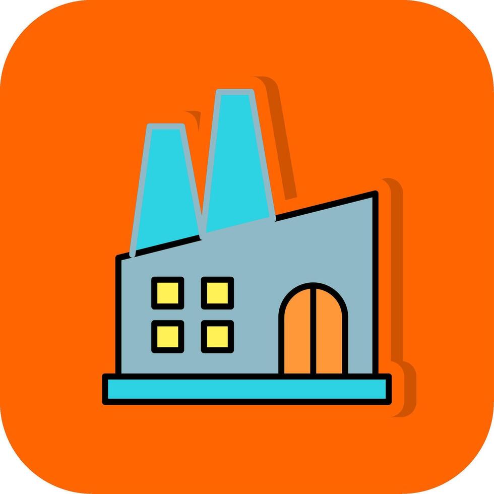 Fabrik gefüllt Orange Hintergrund Symbol vektor