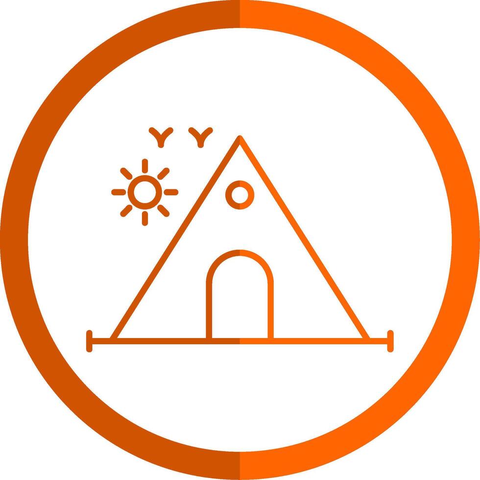 camping linje orange cirkel ikon vektor