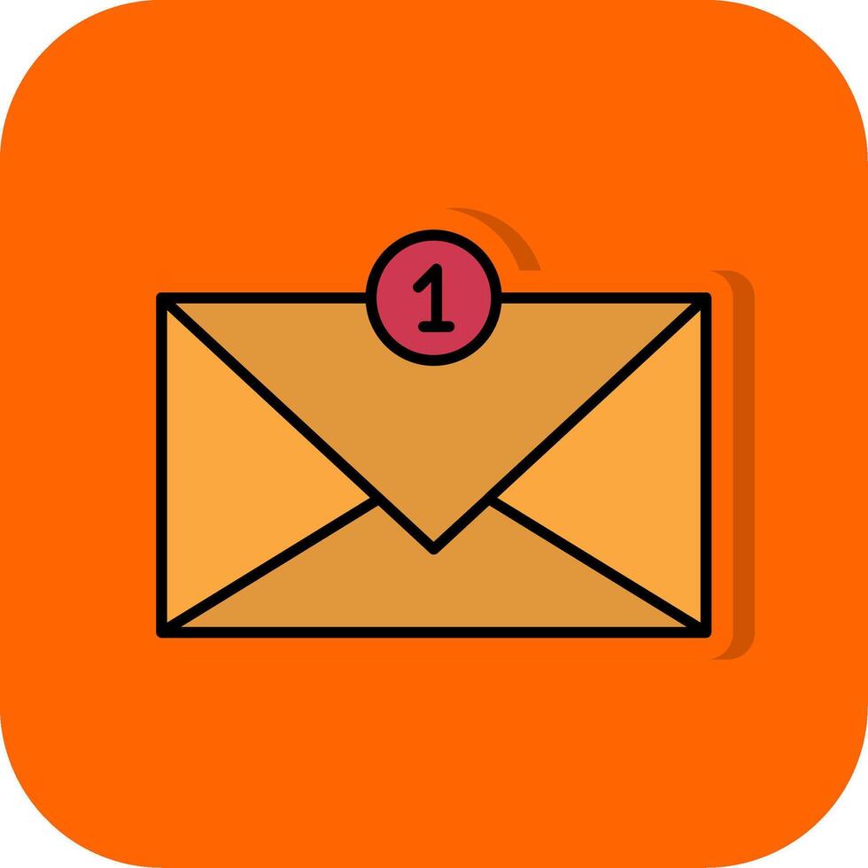 Posteingang gefüllt Orange Hintergrund Symbol vektor