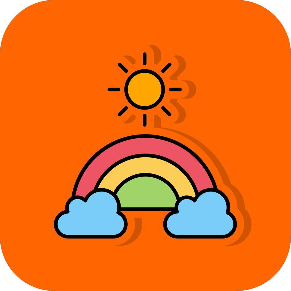 regnbåge fylld orange bakgrund ikon vektor