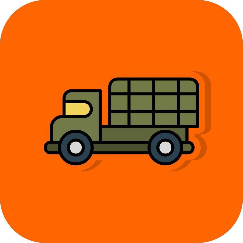 Militär- LKW gefüllt Orange Hintergrund Symbol vektor