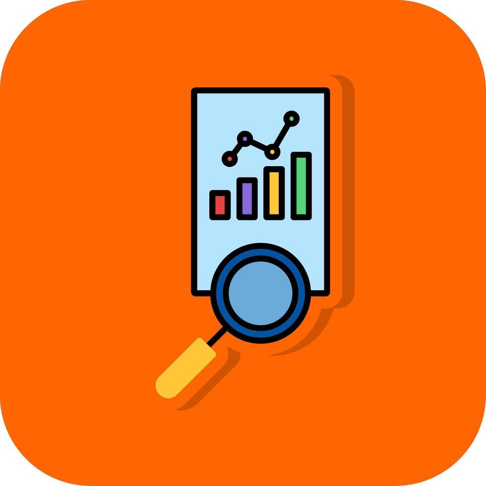 marknadsföra analys fylld orange bakgrund ikon vektor