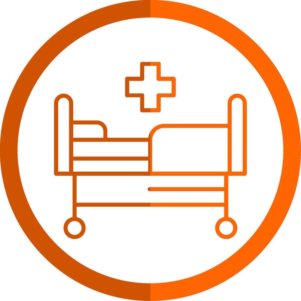 sjukhus säng linje orange cirkel ikon vektor