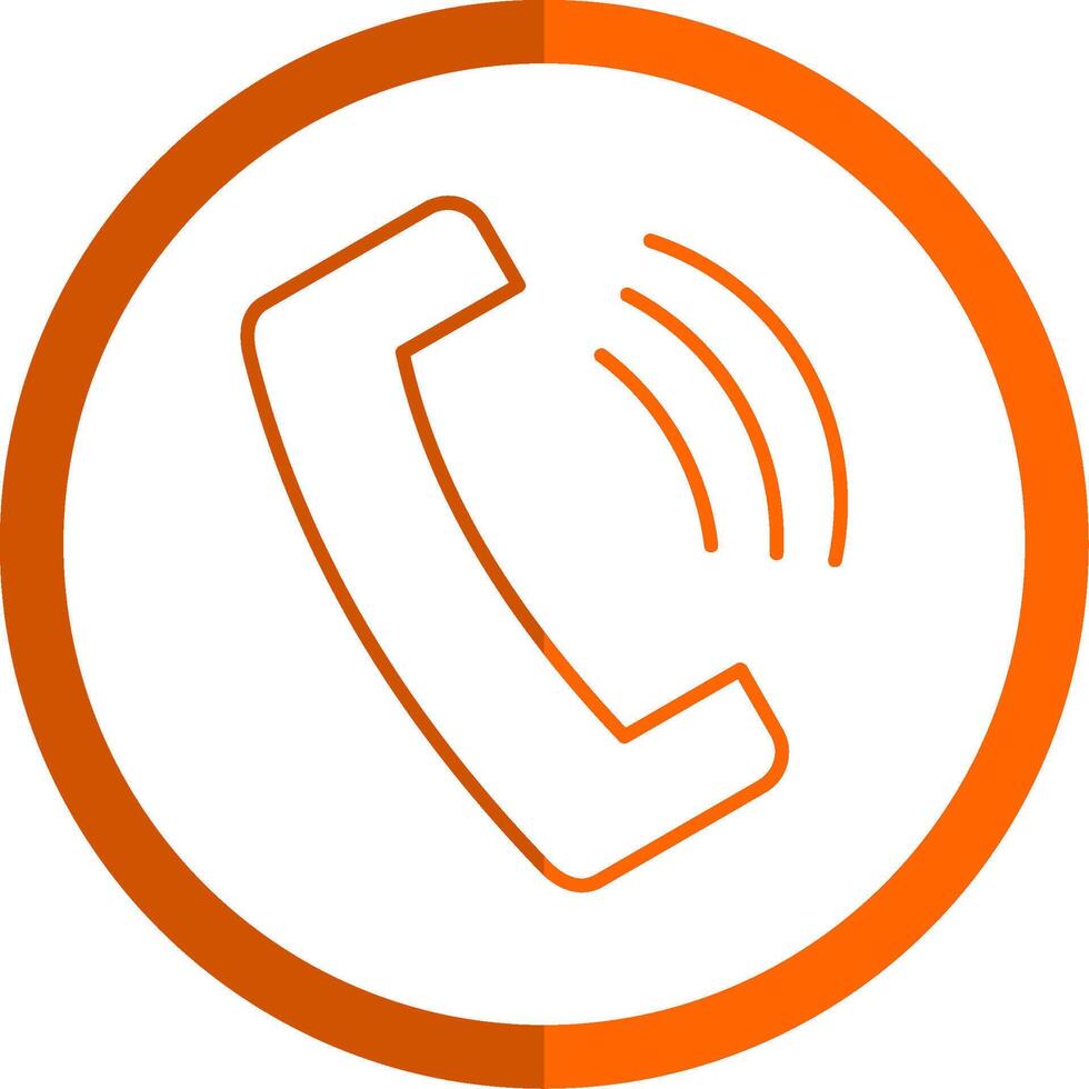 telefon linje orange cirkel ikon vektor