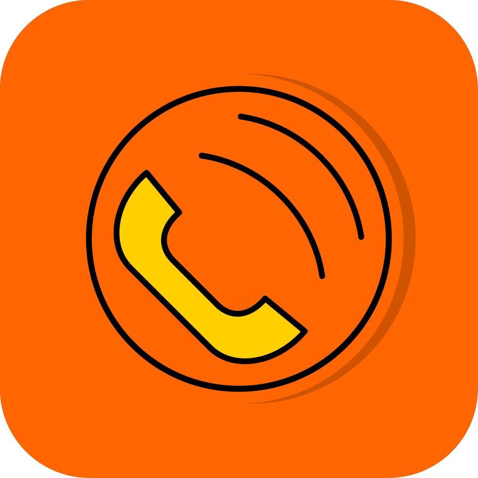 telefon ring upp fylld orange bakgrund ikon vektor
