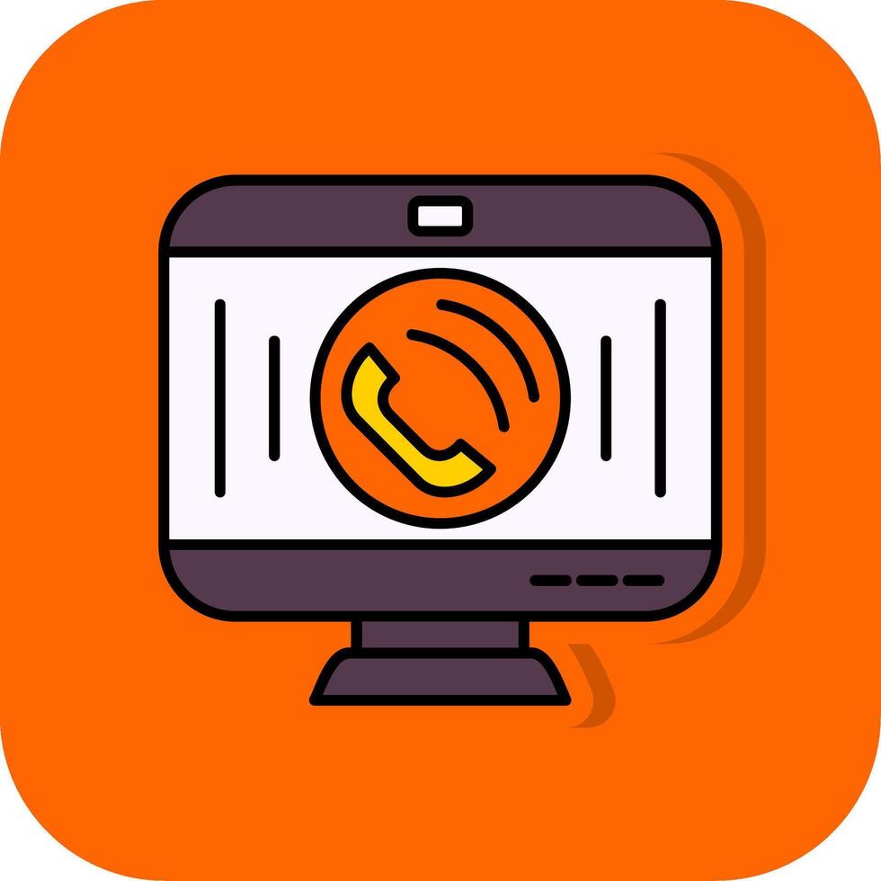 Telefon Anruf gefüllt Orange Hintergrund Symbol vektor