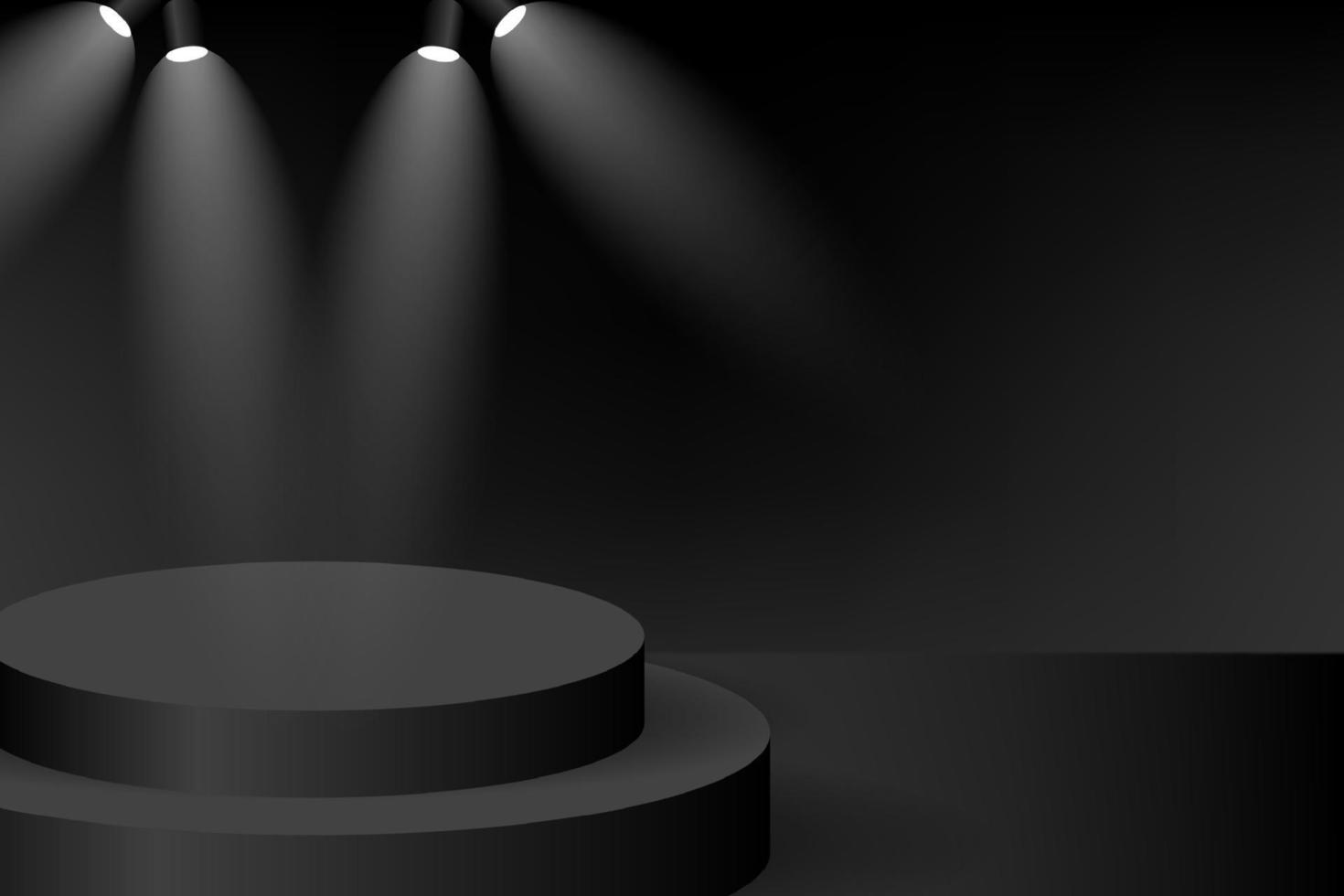 3D-podiescen med spotlight på svart vektor