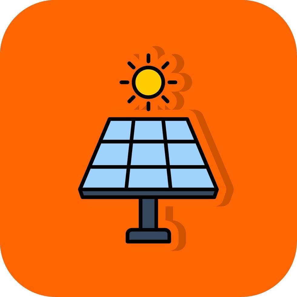 sol- panel fylld orange bakgrund ikon vektor