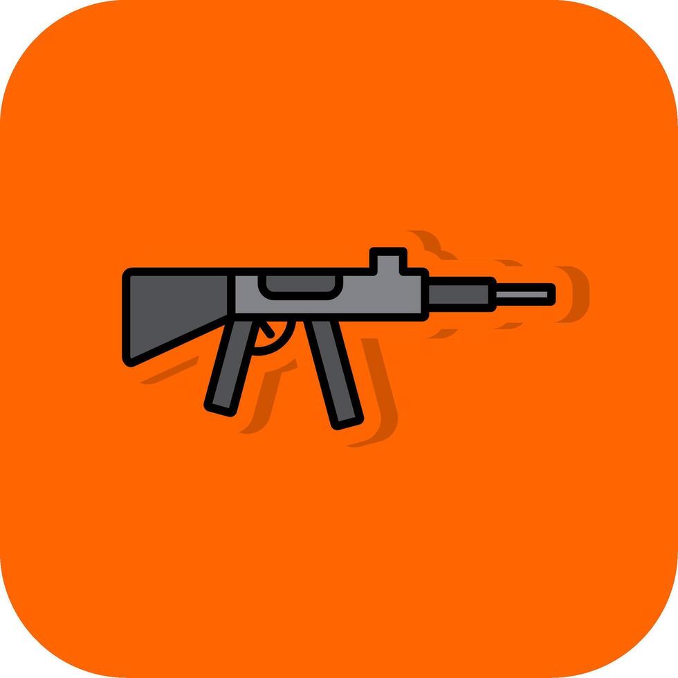 Maschine Gewehr gefüllt Orange Hintergrund Symbol vektor