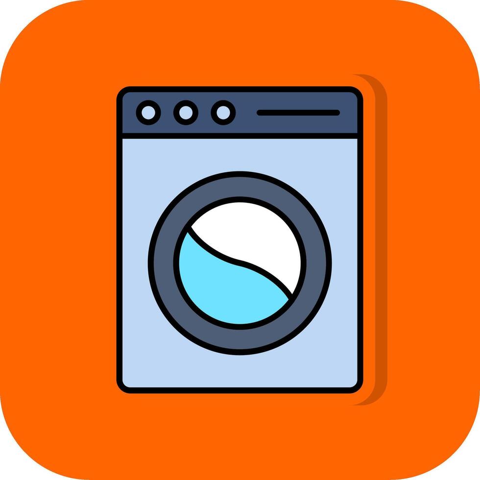tvätt fylld orange bakgrund ikon vektor