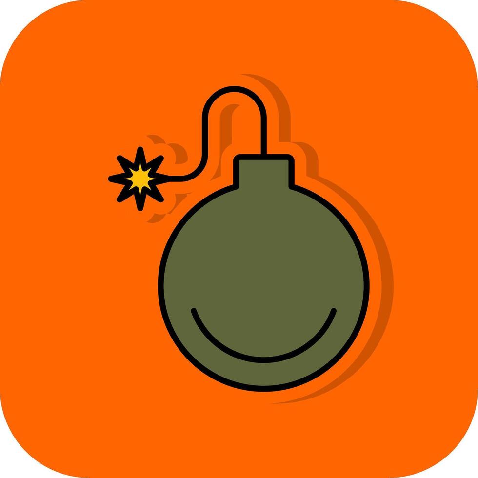 Bombe gefüllt Orange Hintergrund Symbol vektor