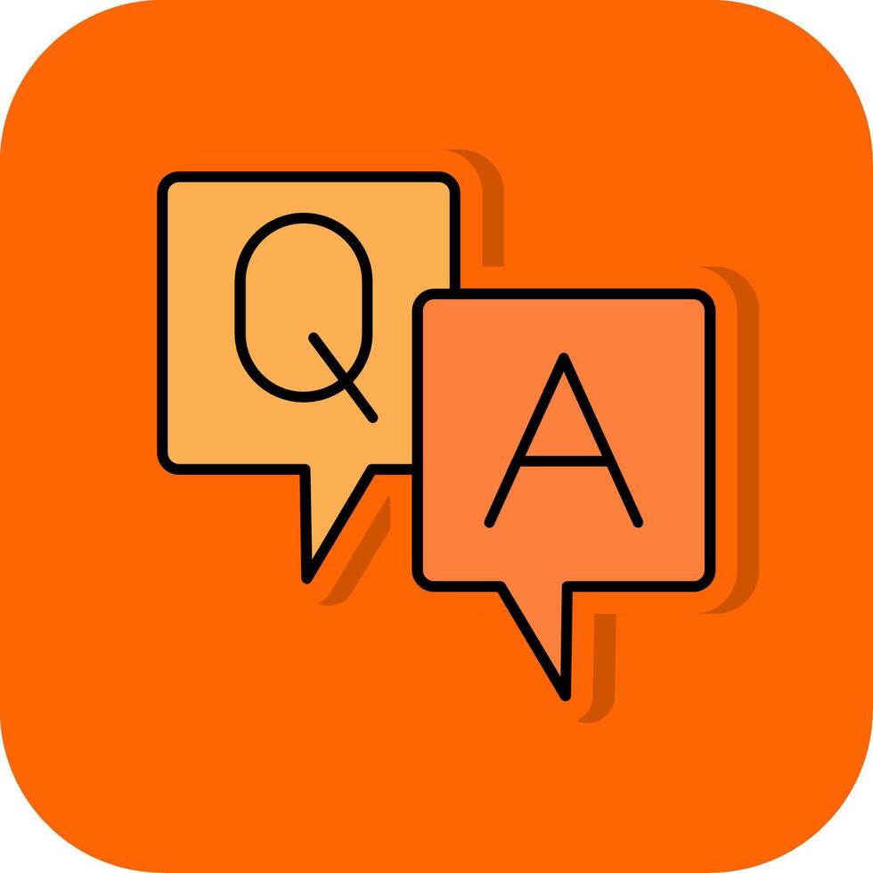 fråga och svar fylld orange bakgrund ikon vektor