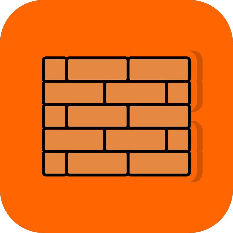 brickwall fylld orange bakgrund ikon vektor