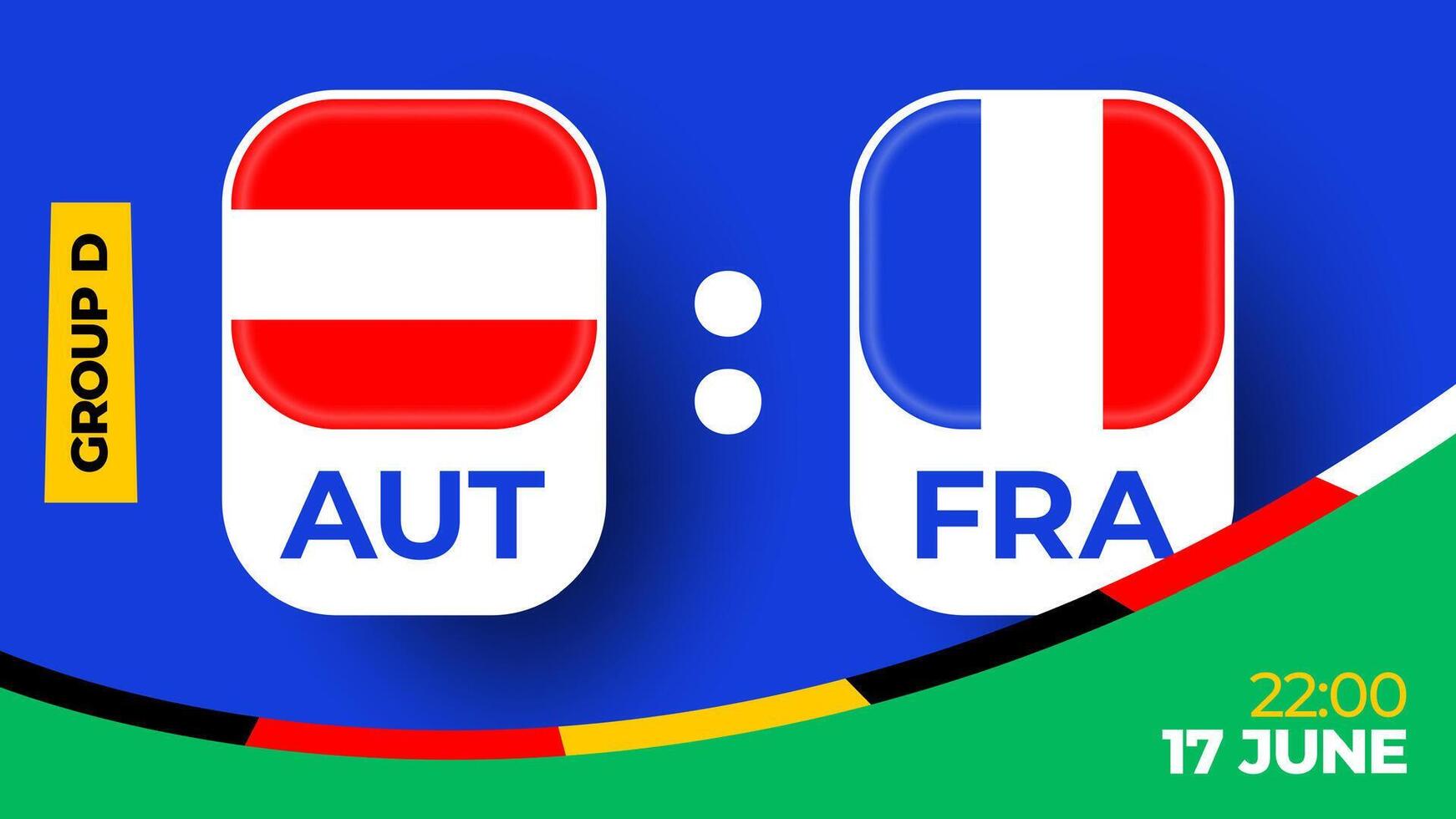 österrike mot Frankrike fotboll 2024 match mot. 2024 grupp skede mästerskap match mot lag intro sport bakgrund, mästerskap konkurrens vektor