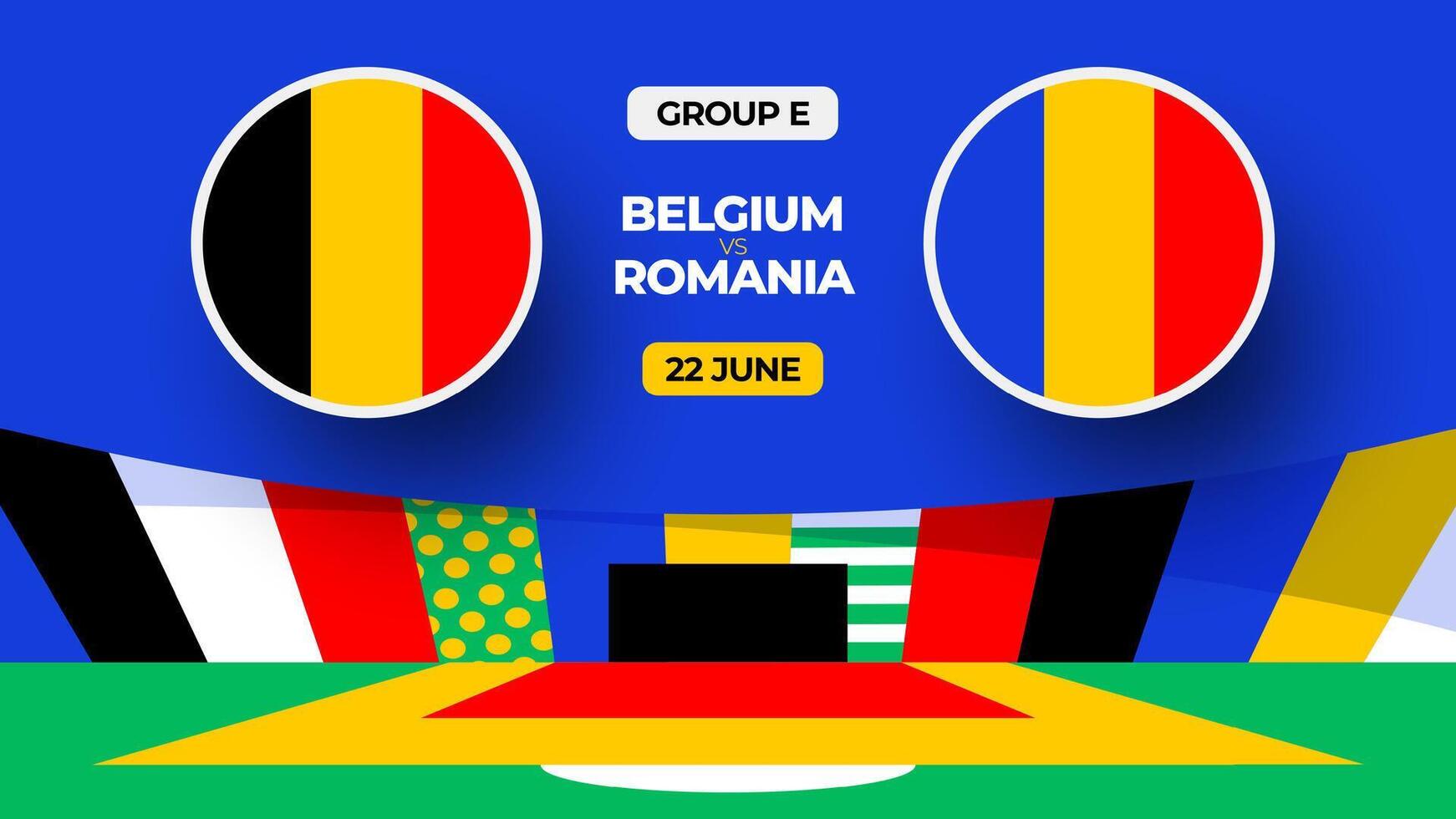 belgien mot rumänien fotboll 2024 match mot. 2024 grupp skede mästerskap match mot lag intro sport bakgrund, mästerskap konkurrens vektor