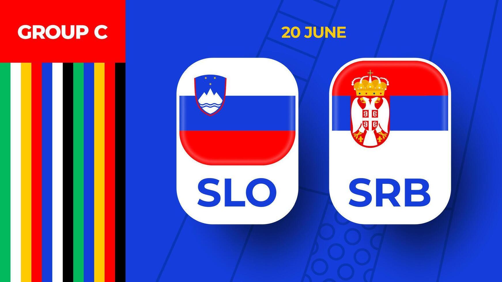 slovenien mot serbia fotboll 2024 match mot. 2024 grupp skede mästerskap match mot lag intro sport bakgrund, mästerskap konkurrens vektor