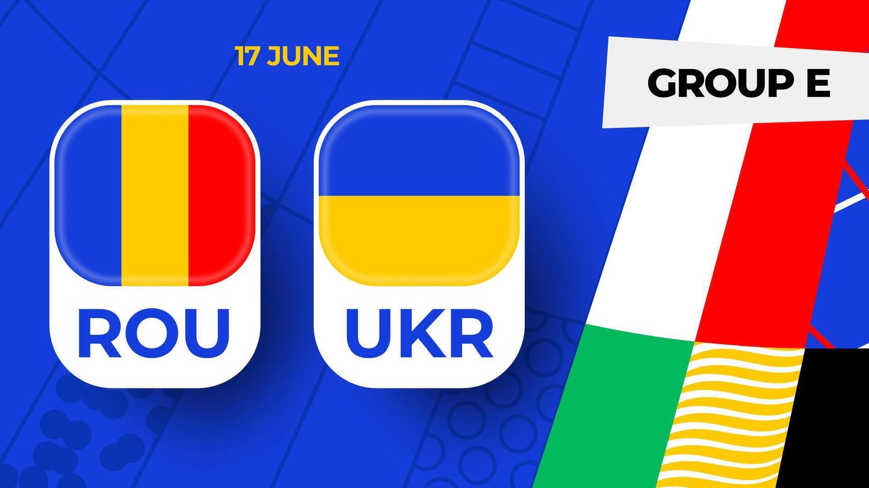 rumänien mot ukraina fotboll 2024 match mot. 2024 grupp skede mästerskap match mot lag intro sport bakgrund, mästerskap konkurrens vektor