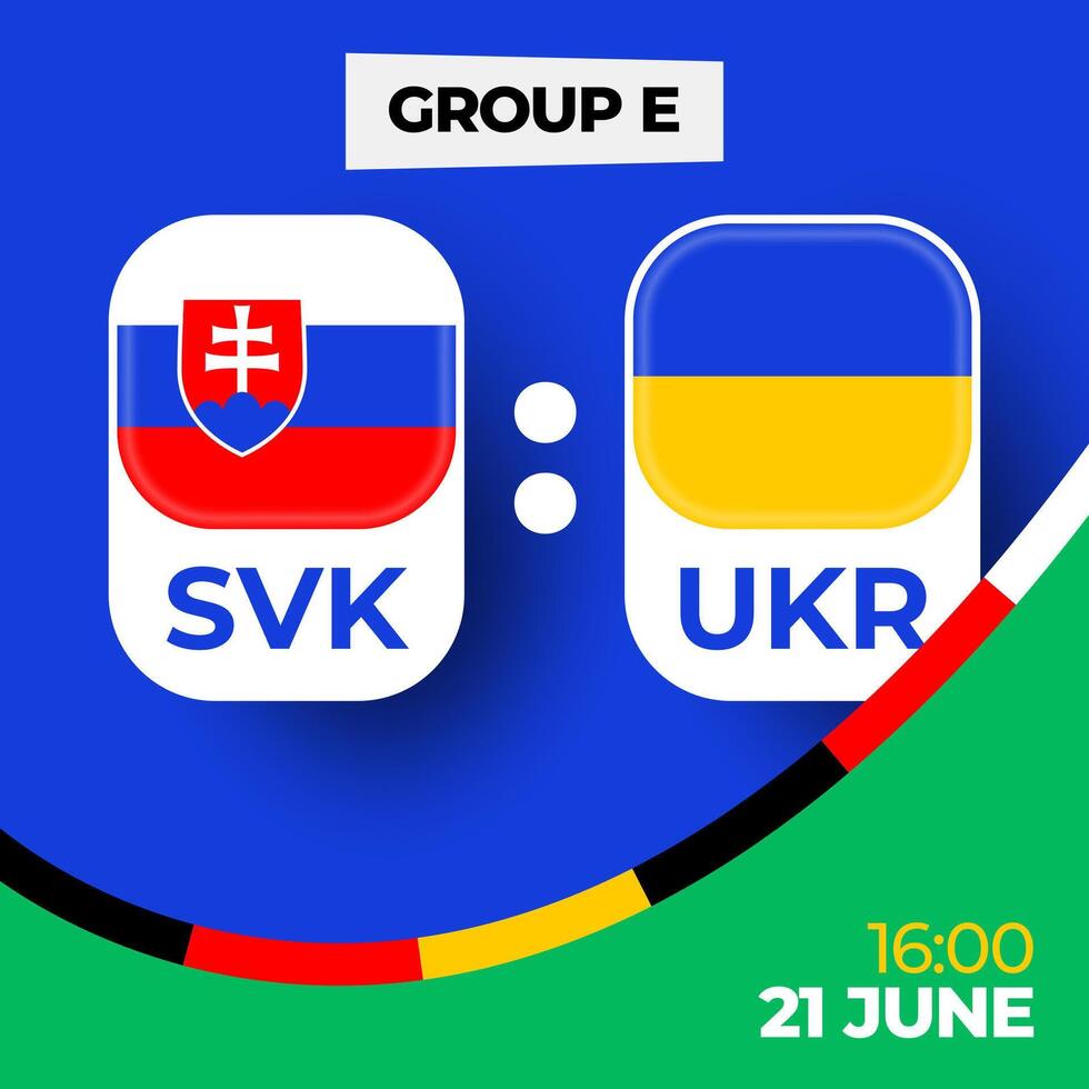 slovakia mot ukraina fotboll 2024 match mot. 2024 grupp skede mästerskap match mot lag intro sport bakgrund, mästerskap konkurrens vektor